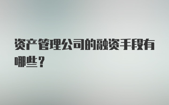 资产管理公司的融资手段有哪些？