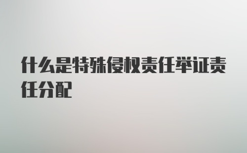 什么是特殊侵权责任举证责任分配