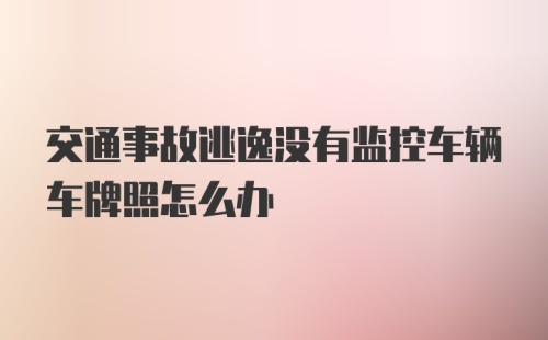 交通事故逃逸没有监控车辆车牌照怎么办