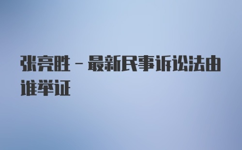 张亮胜-最新民事诉讼法由谁举证