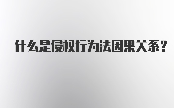 什么是侵权行为法因果关系?