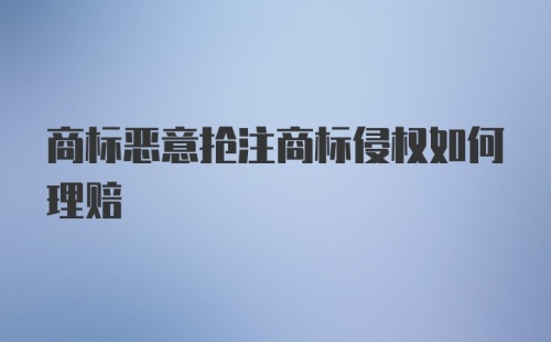 商标恶意抢注商标侵权如何理赔