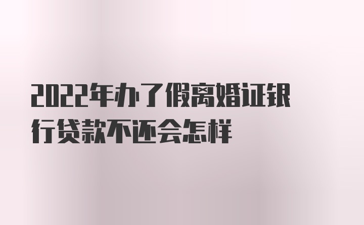 2022年办了假离婚证银行贷款不还会怎样