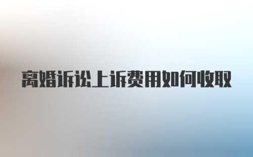 离婚诉讼上诉费用如何收取