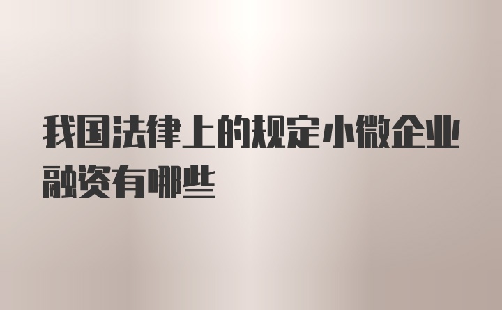 我国法律上的规定小微企业融资有哪些