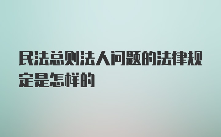 民法总则法人问题的法律规定是怎样的