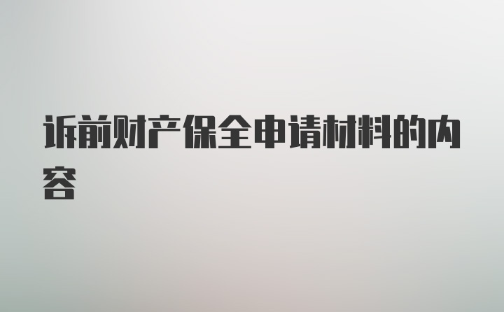 诉前财产保全申请材料的内容