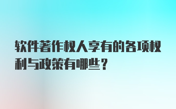 软件著作权人享有的各项权利与政策有哪些?