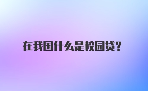 在我国什么是校园贷？