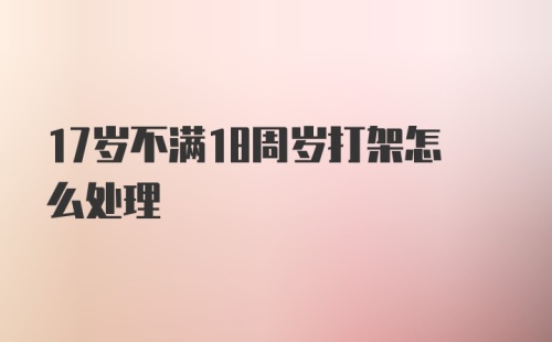 17岁不满18周岁打架怎么处理