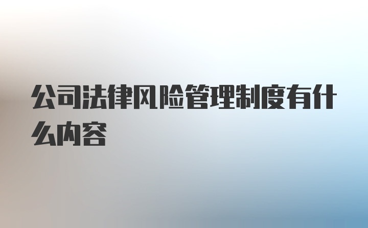 公司法律风险管理制度有什么内容