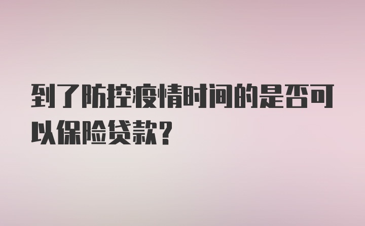 到了防控疫情时间的是否可以保险贷款？