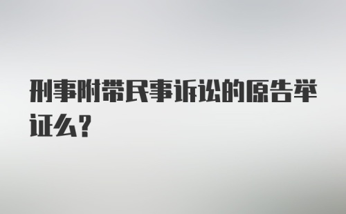 刑事附带民事诉讼的原告举证么?