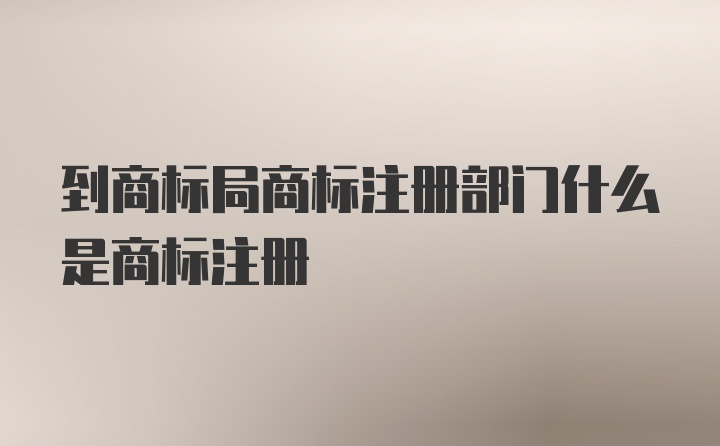 到商标局商标注册部门什么是商标注册