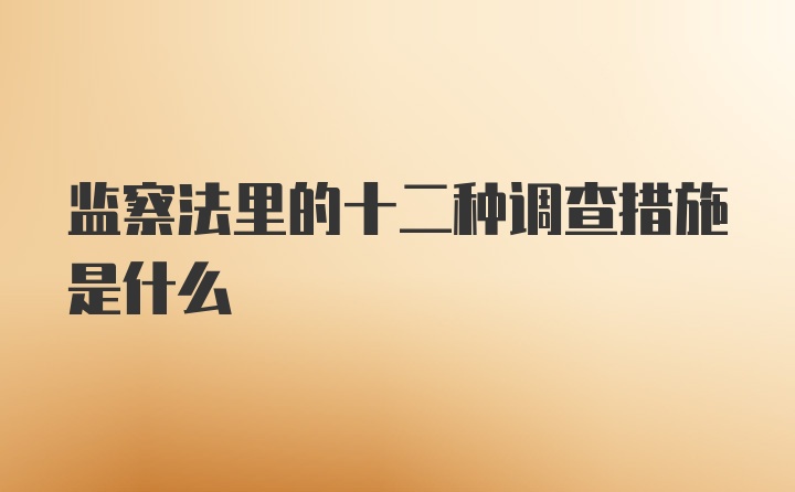 监察法里的十二种调查措施是什么