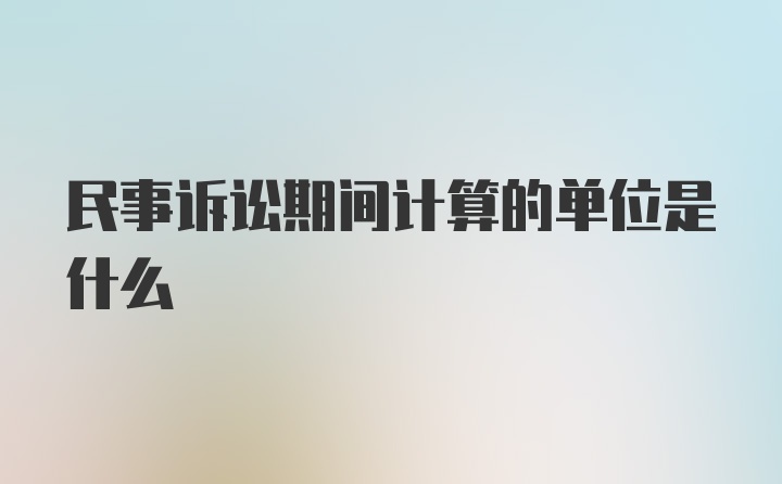 民事诉讼期间计算的单位是什么