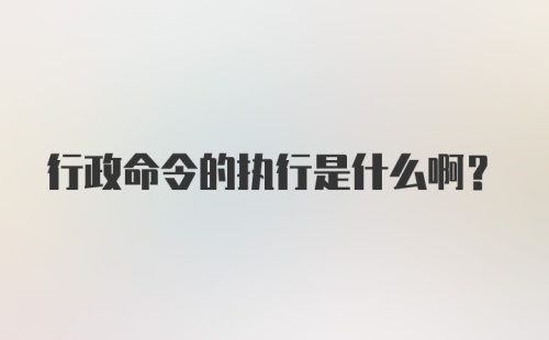 行政命令的执行是什么啊？