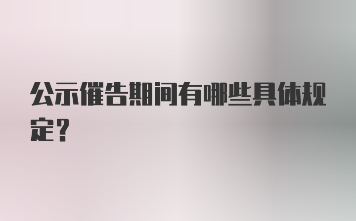 公示催告期间有哪些具体规定？