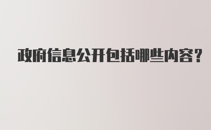 政府信息公开包括哪些内容？