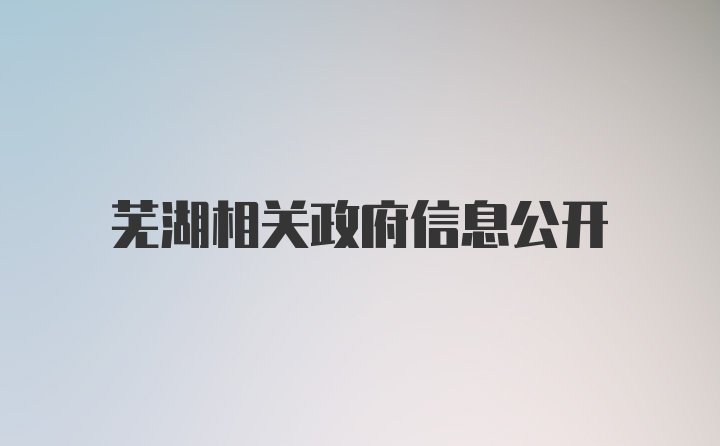 芜湖相关政府信息公开