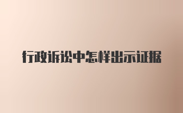 行政诉讼中怎样出示证据