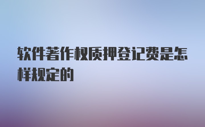 软件著作权质押登记费是怎样规定的