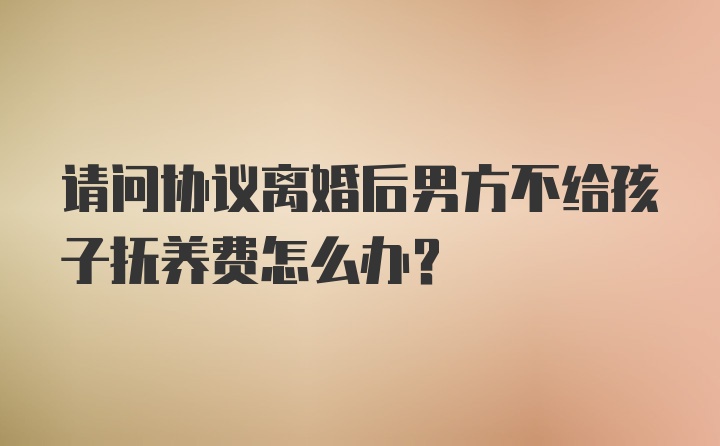 请问协议离婚后男方不给孩子抚养费怎么办？