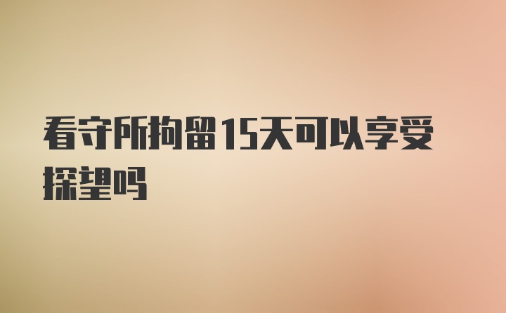 看守所拘留15天可以享受探望吗