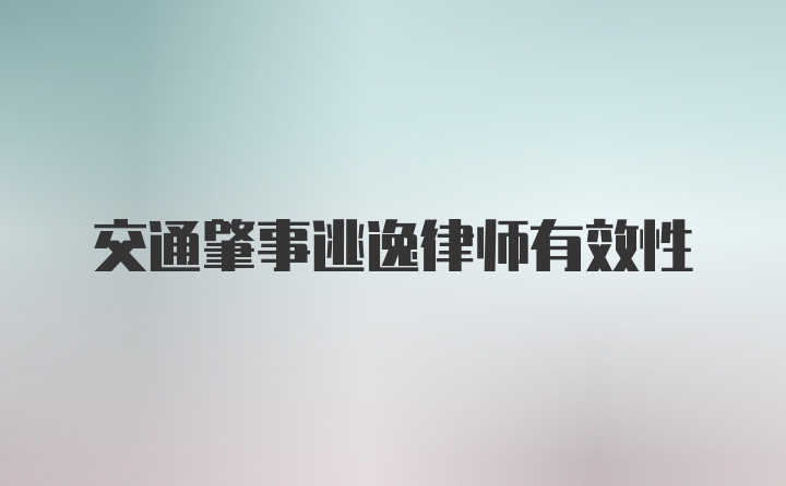 交通肇事逃逸律师有效性