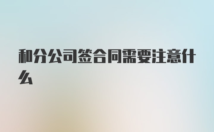 和分公司签合同需要注意什么