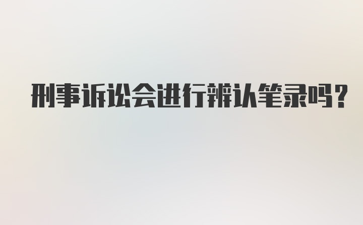 刑事诉讼会进行辨认笔录吗？