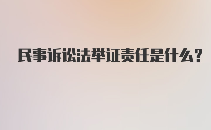 民事诉讼法举证责任是什么？