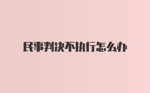 民事判决不执行怎么办