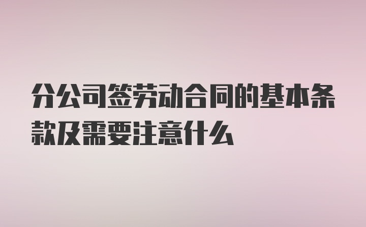 分公司签劳动合同的基本条款及需要注意什么