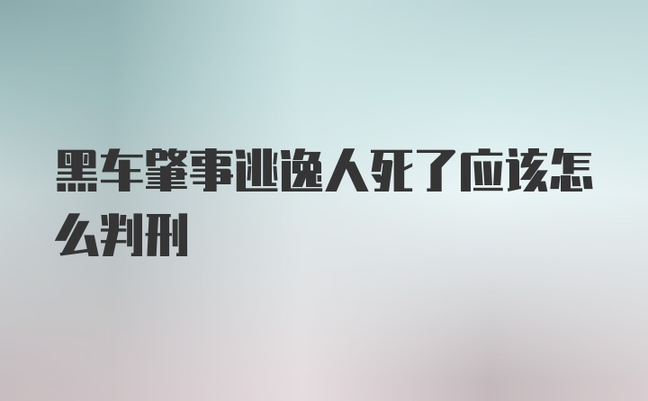 黑车肇事逃逸人死了应该怎么判刑