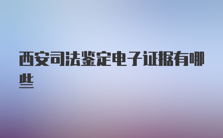 西安司法鉴定电子证据有哪些