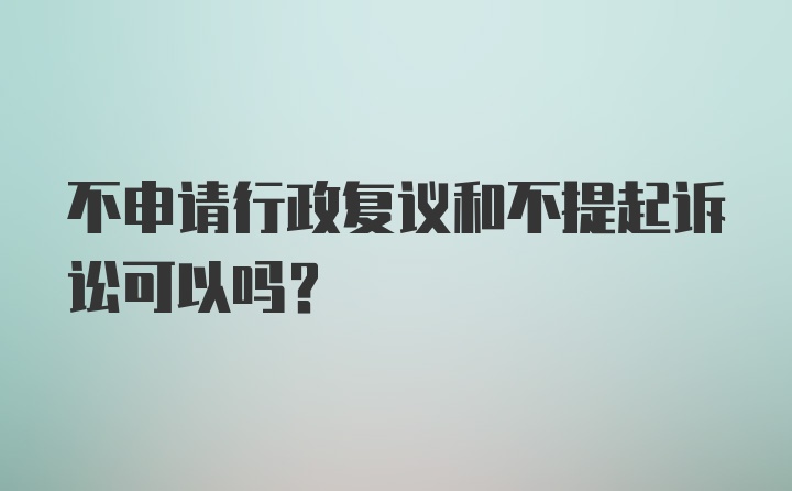 不申请行政复议和不提起诉讼可以吗？