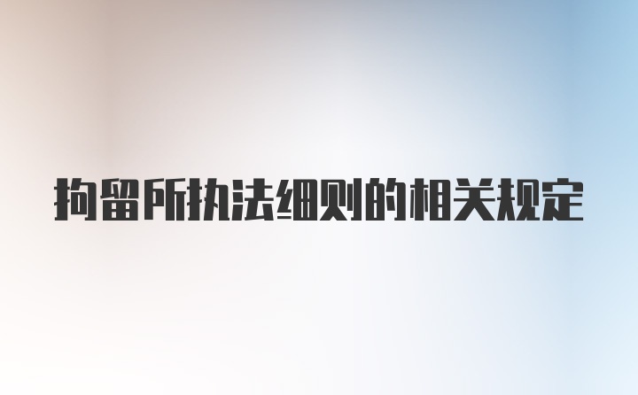 拘留所执法细则的相关规定