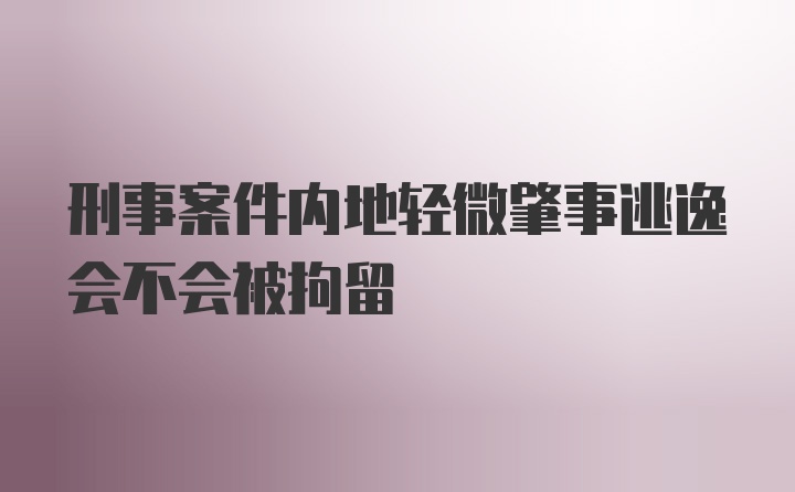 刑事案件内地轻微肇事逃逸会不会被拘留