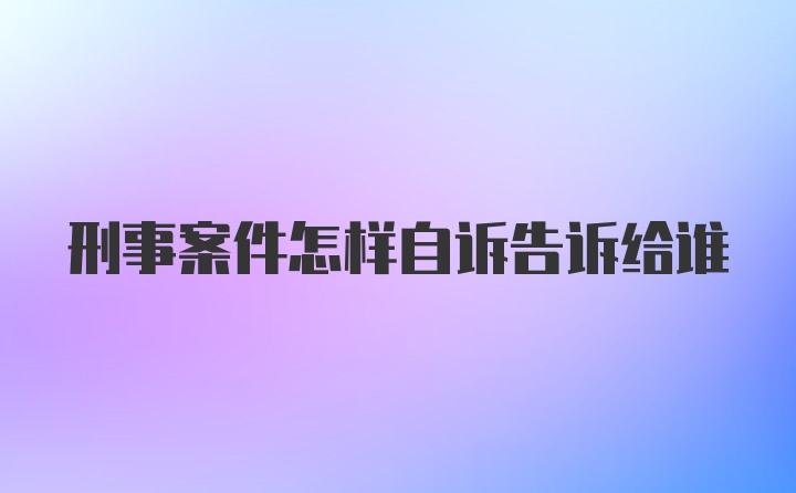 刑事案件怎样自诉告诉给谁