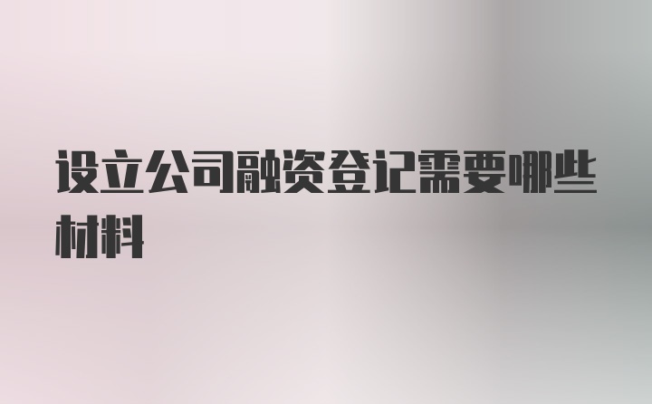 设立公司融资登记需要哪些材料