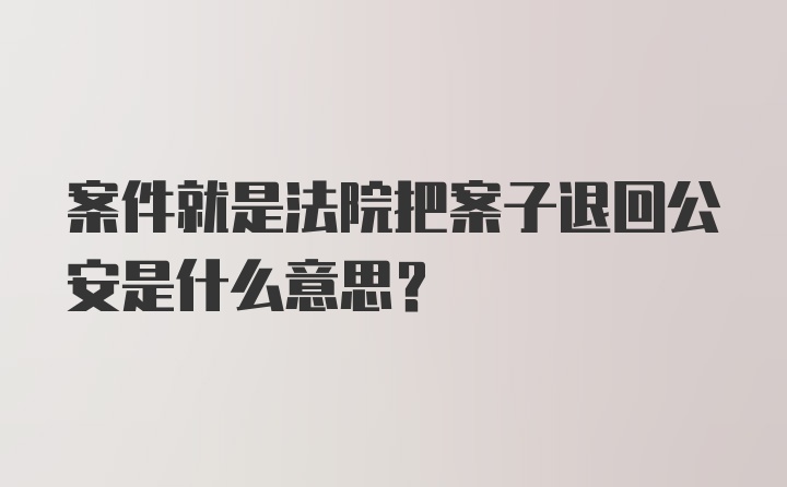 案件就是法院把案子退回公安是什么意思？