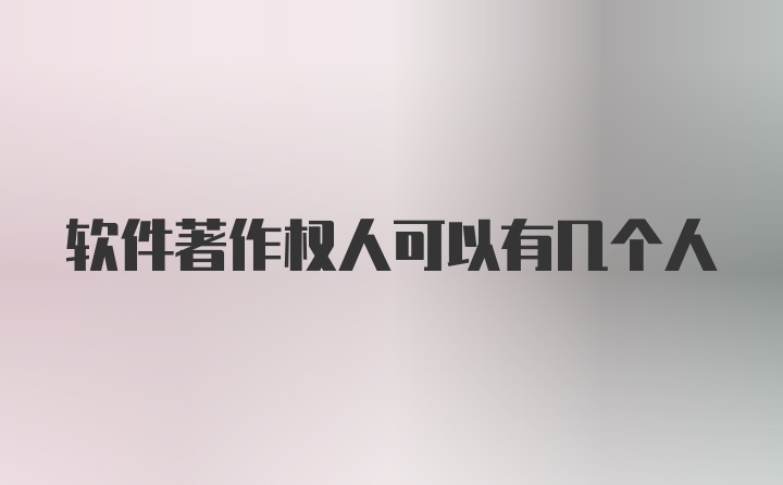 软件著作权人可以有几个人