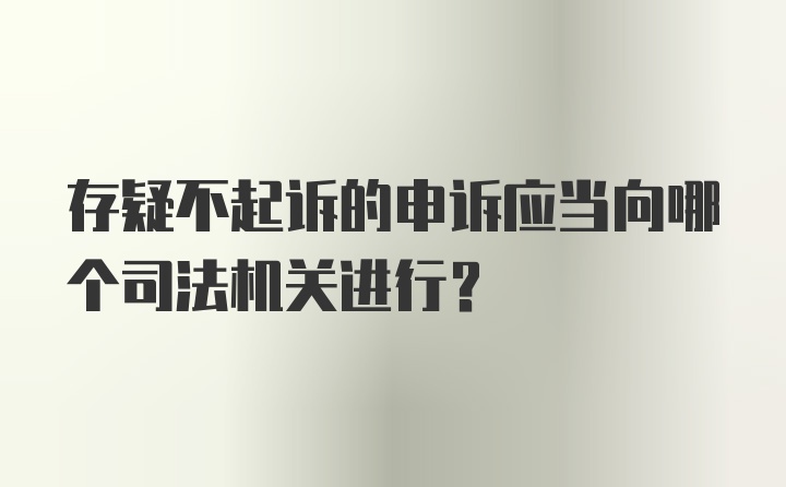 存疑不起诉的申诉应当向哪个司法机关进行？