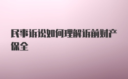 民事诉讼如何理解诉前财产保全