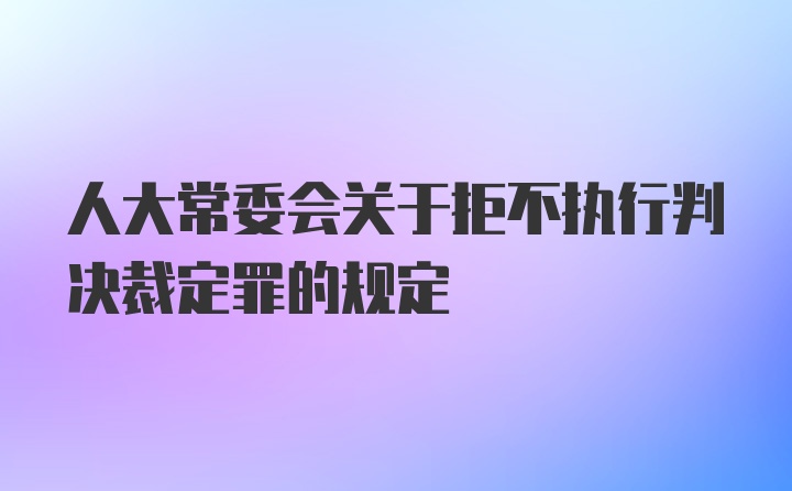 人大常委会关于拒不执行判决裁定罪的规定