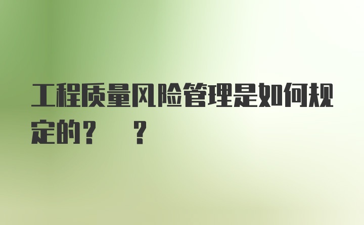 工程质量风险管理是如何规定的? ?