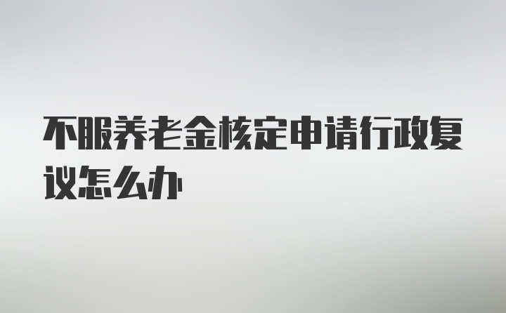 不服养老金核定申请行政复议怎么办