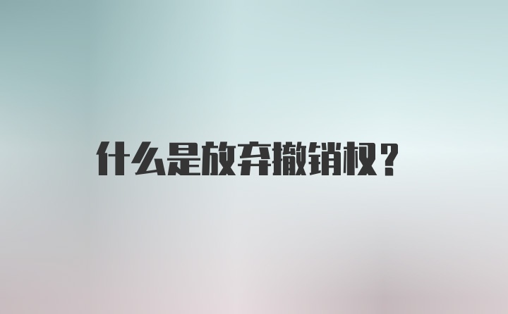 什么是放弃撤销权？