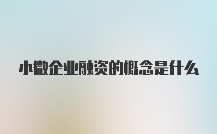 小微企业融资的概念是什么